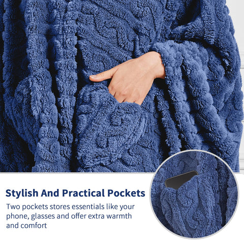 Mowkim pocket detail with hands demonstrating device storage benefit