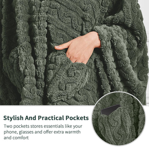 Mowkim worn on couch demonstrating hands-free warmth while watching TV