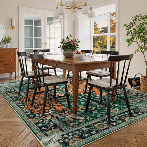 Moynesa 6x9 rug in bedroom showing size and cohesive room anchoring benefit