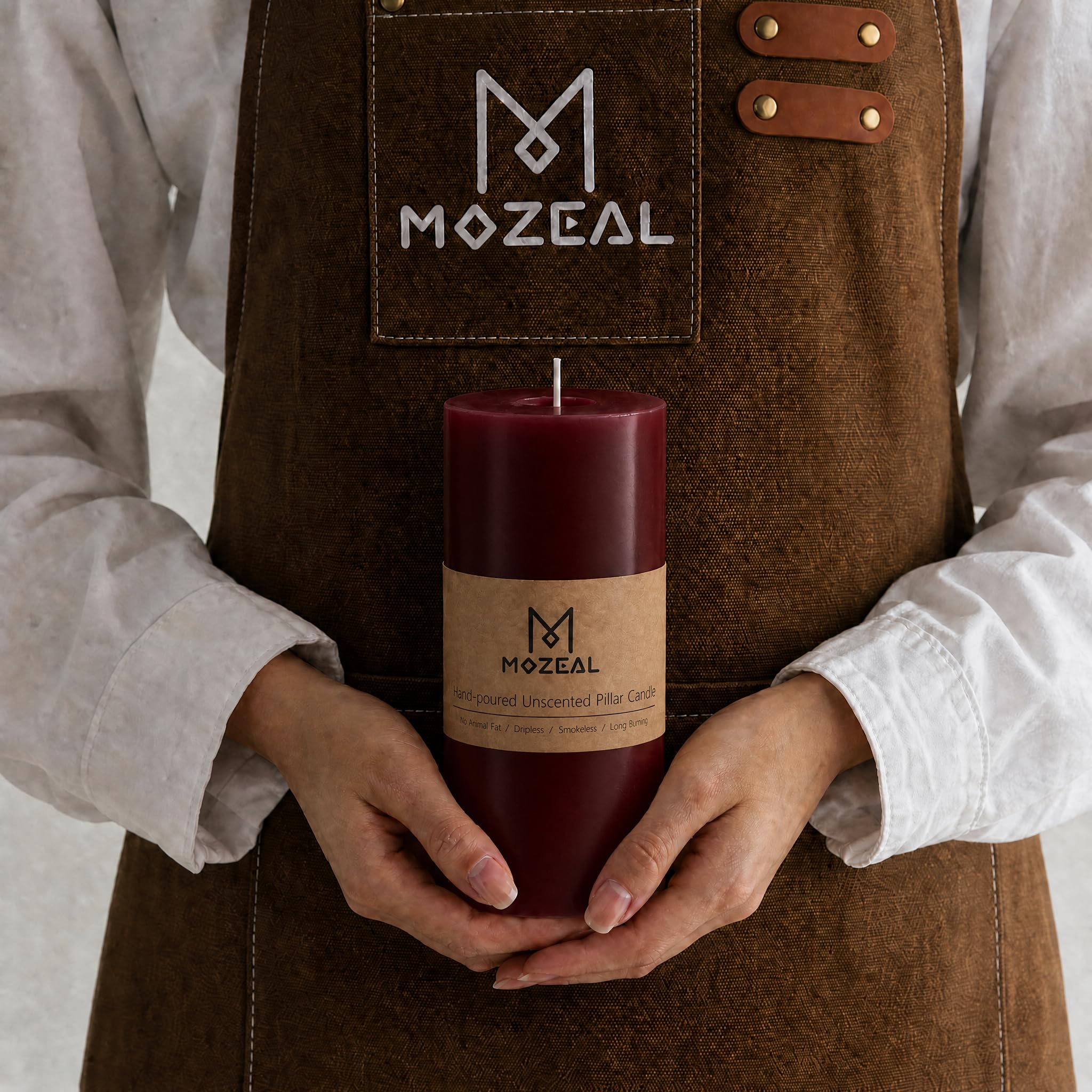 MOZEAL close-up of hand-poured wax texture showing smooth finish and clean burn benefit