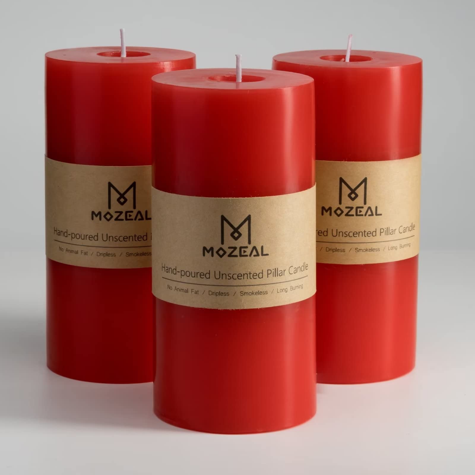MOZEAL red pillars front view showing set and clean finish for decor