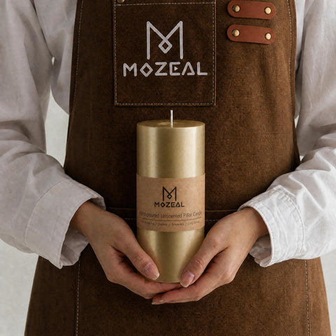 MOZEAL close-up of gold wax texture and hand-painted finish, highlights artisan detail