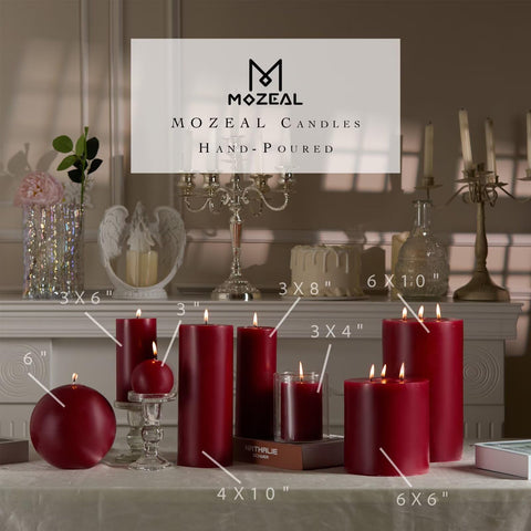 MOZEAL lit candles on dining table creating warm glow and safe unscented atmosphere benefit