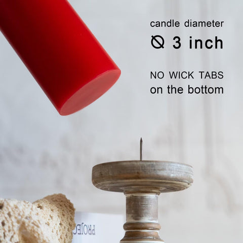 MOZEAL candles beside ruler showing 3x6 size for accurate scale