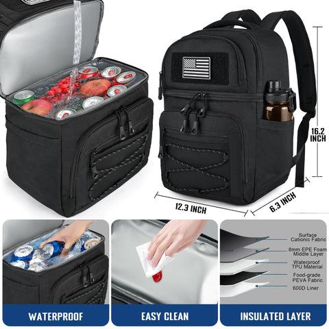 MOZETO side pocket holding water bottle and umbrella showing quick-access storage benefit