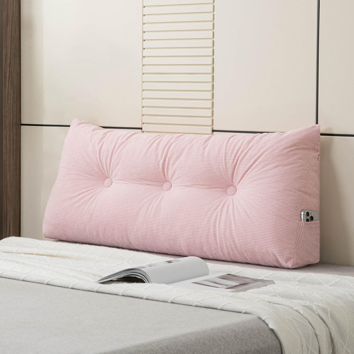 MQK front view showing full wedge headboard and supportive shape for dorm comfort