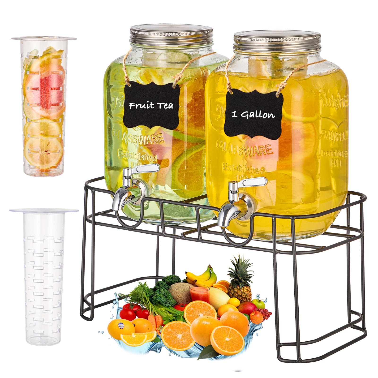 MQRFFTU front view of two glass dispensers showing capacity and clear styling