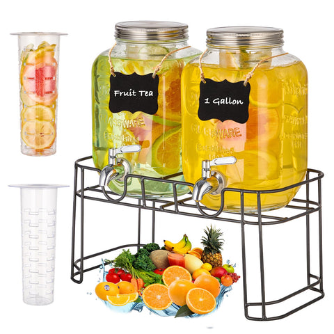 MQRFFTU front view of two glass dispensers showing capacity and clear styling