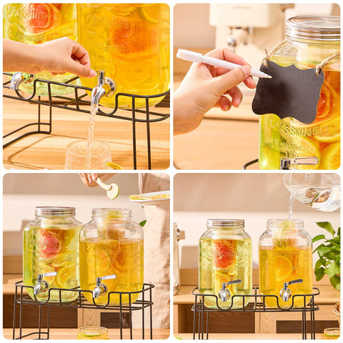 MQRFFTU dispenser on stand pouring into glass for effortless serving
