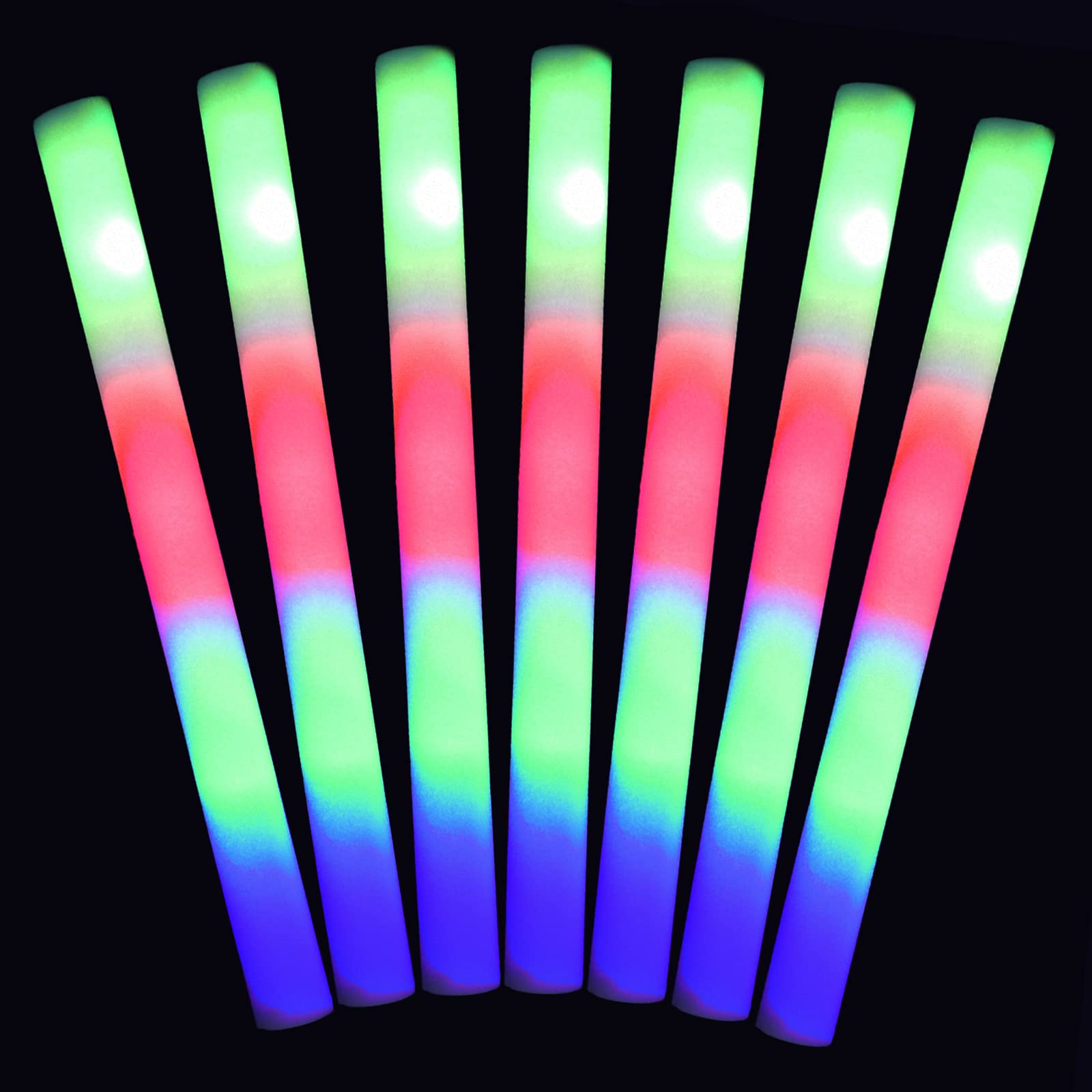 mr party king lit foam stick at concert creating crowd-visible color effects