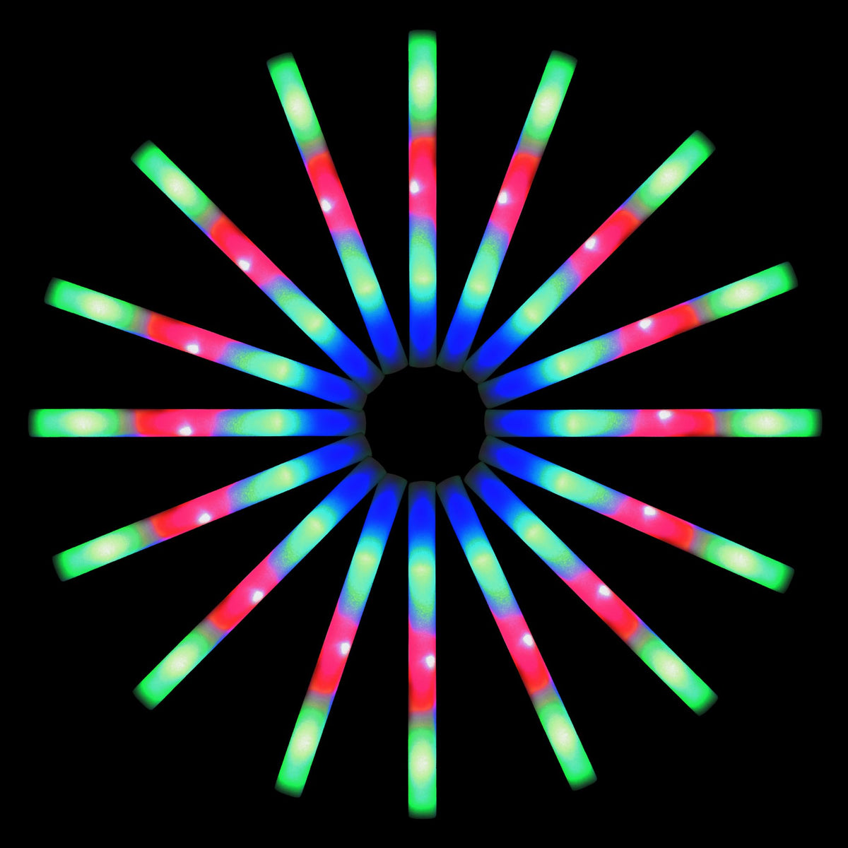 mr party king front view of foam stick showing compact design and bright LEDs