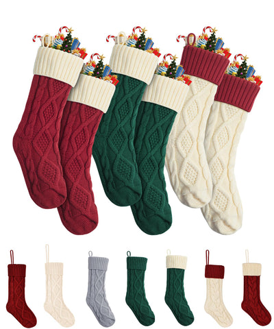 Mr. Pen front view of six stockings showing festive set and easy mantel decoration