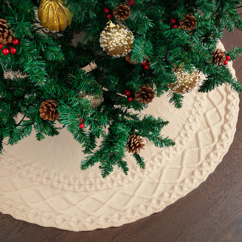 Mr. Pen front view of 48-inch tree skirt showing finished base and elegance