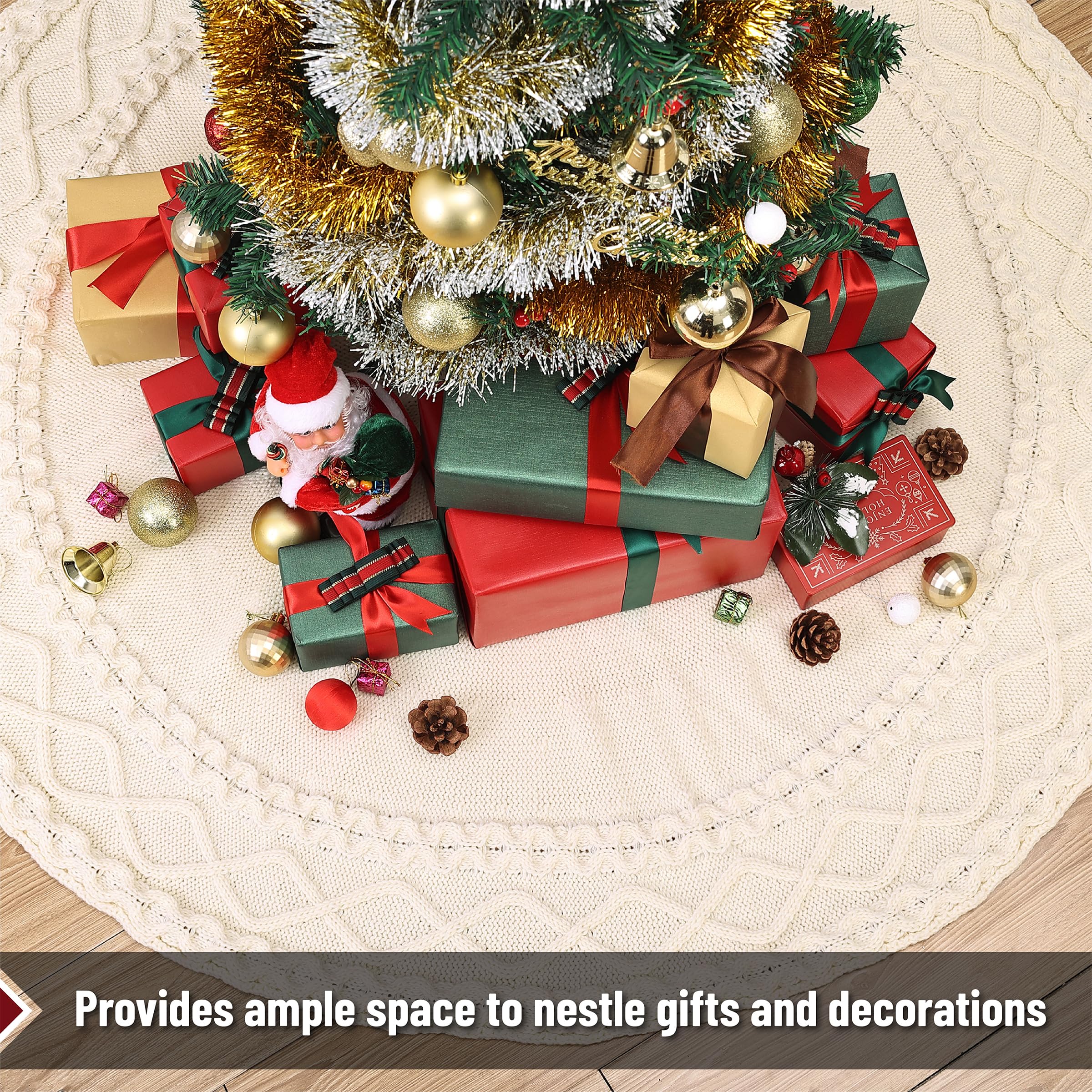 Mr. Pen skirt with presents demonstrating ample space and scale