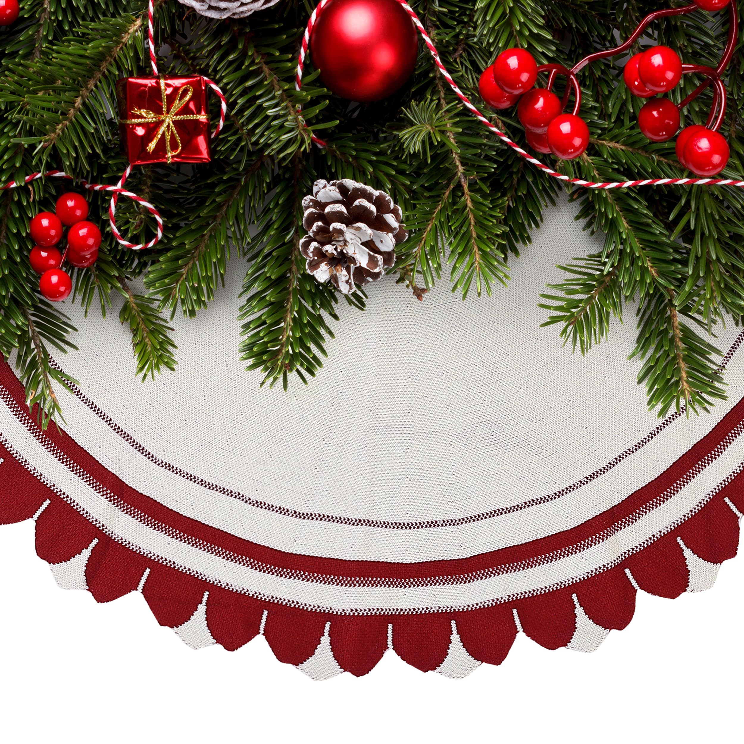 Mr. Pen lifestyle living room places skirt in cozy holiday setting