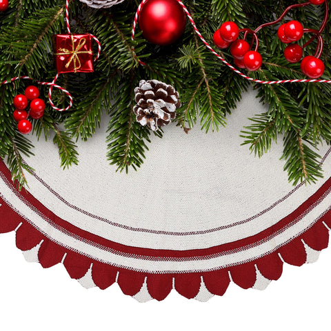 Mr. Pen lifestyle living room places skirt in cozy holiday setting