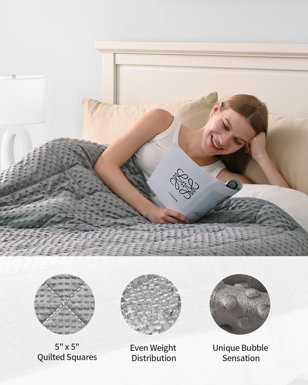 Mr. Sandman on bed lifestyle demonstrating calming bedroom style