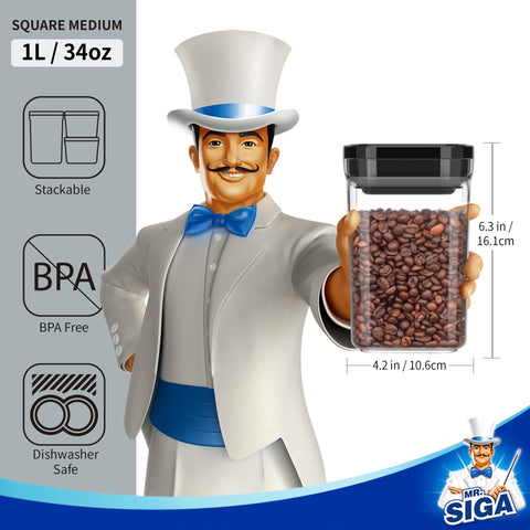MR.SIGA container filled with beans top view demonstrating content visibility and convenience