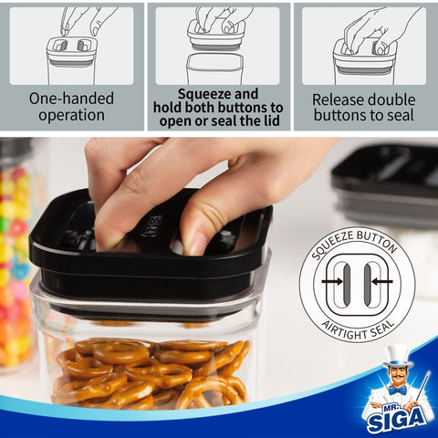 MR.SIGA stacked containers side profile saving cabinet space and maintaining order