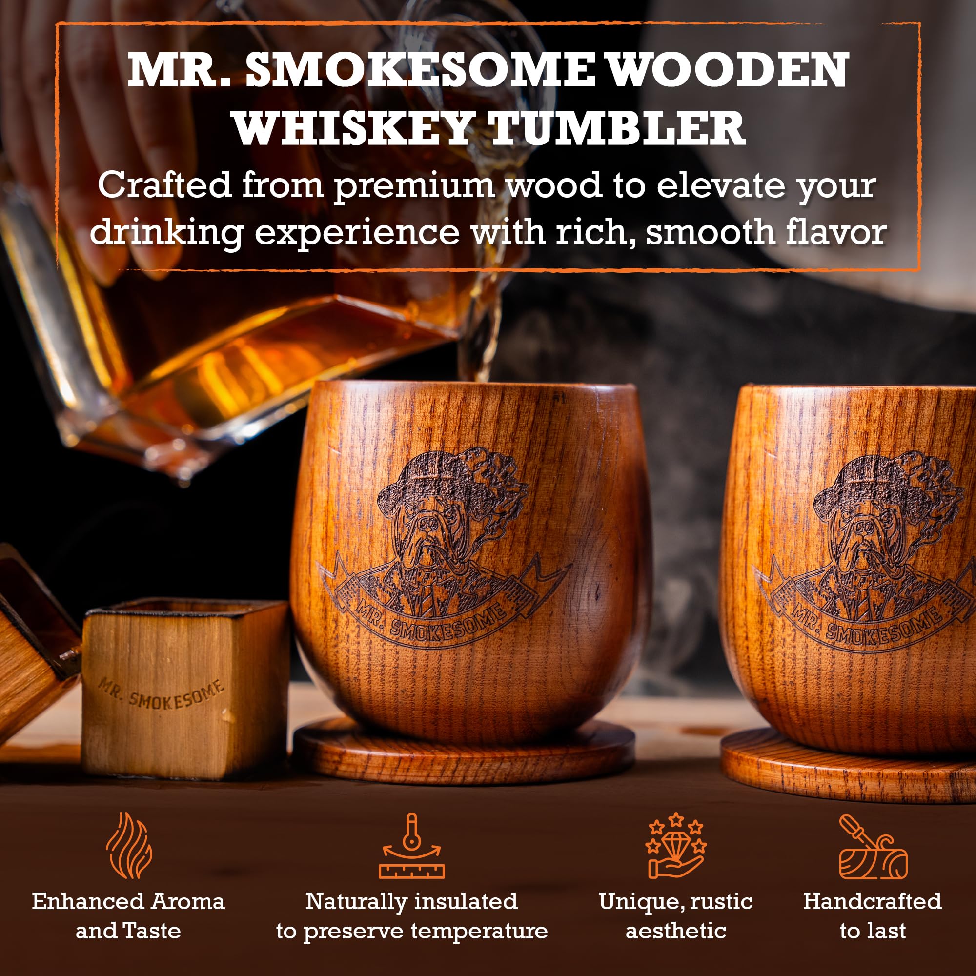 MR. SMOKESOME close-up of wood grain highlighting handcrafted texture and character