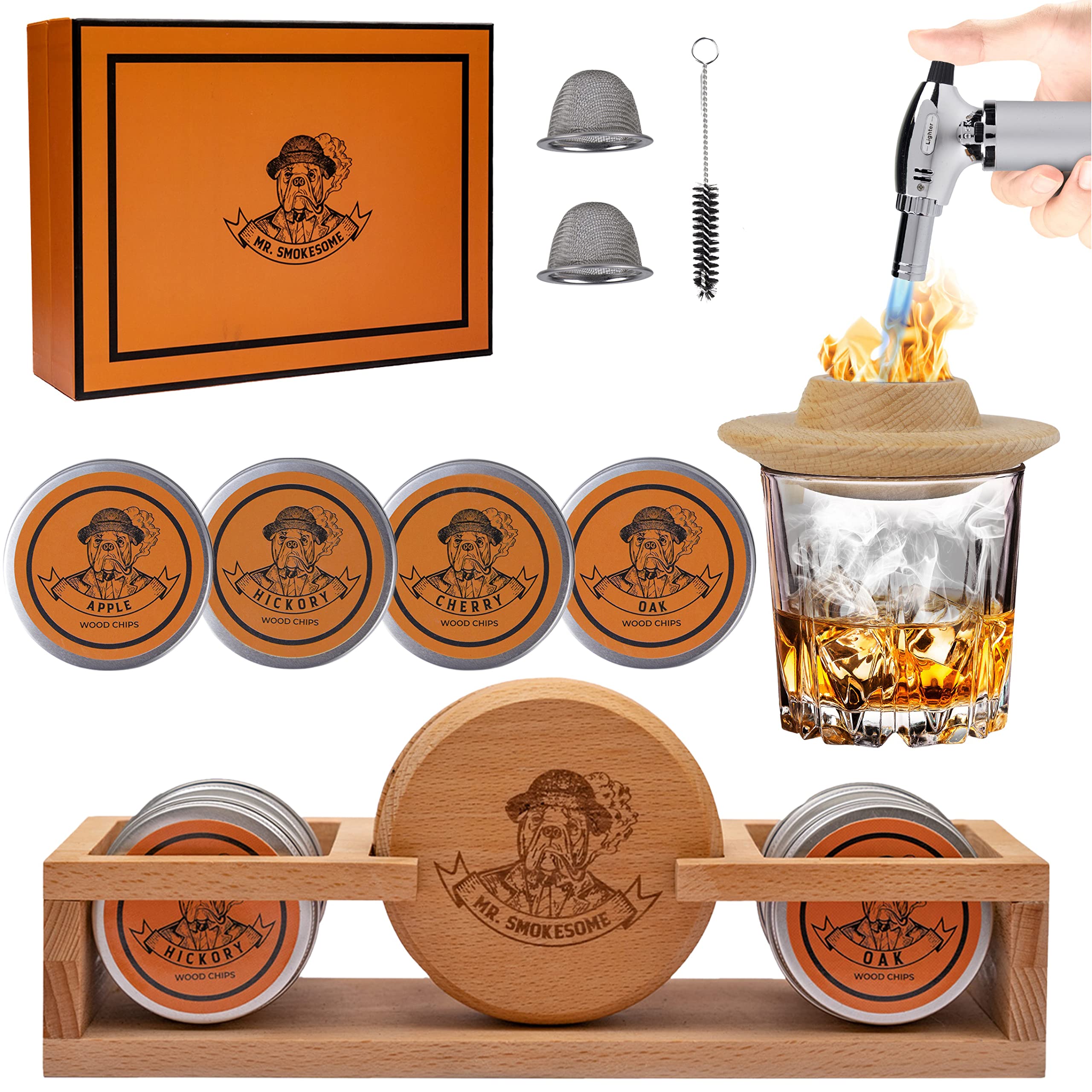 MR. SMOKESOME front packaging showing full smoker kit and accessories for quick setup