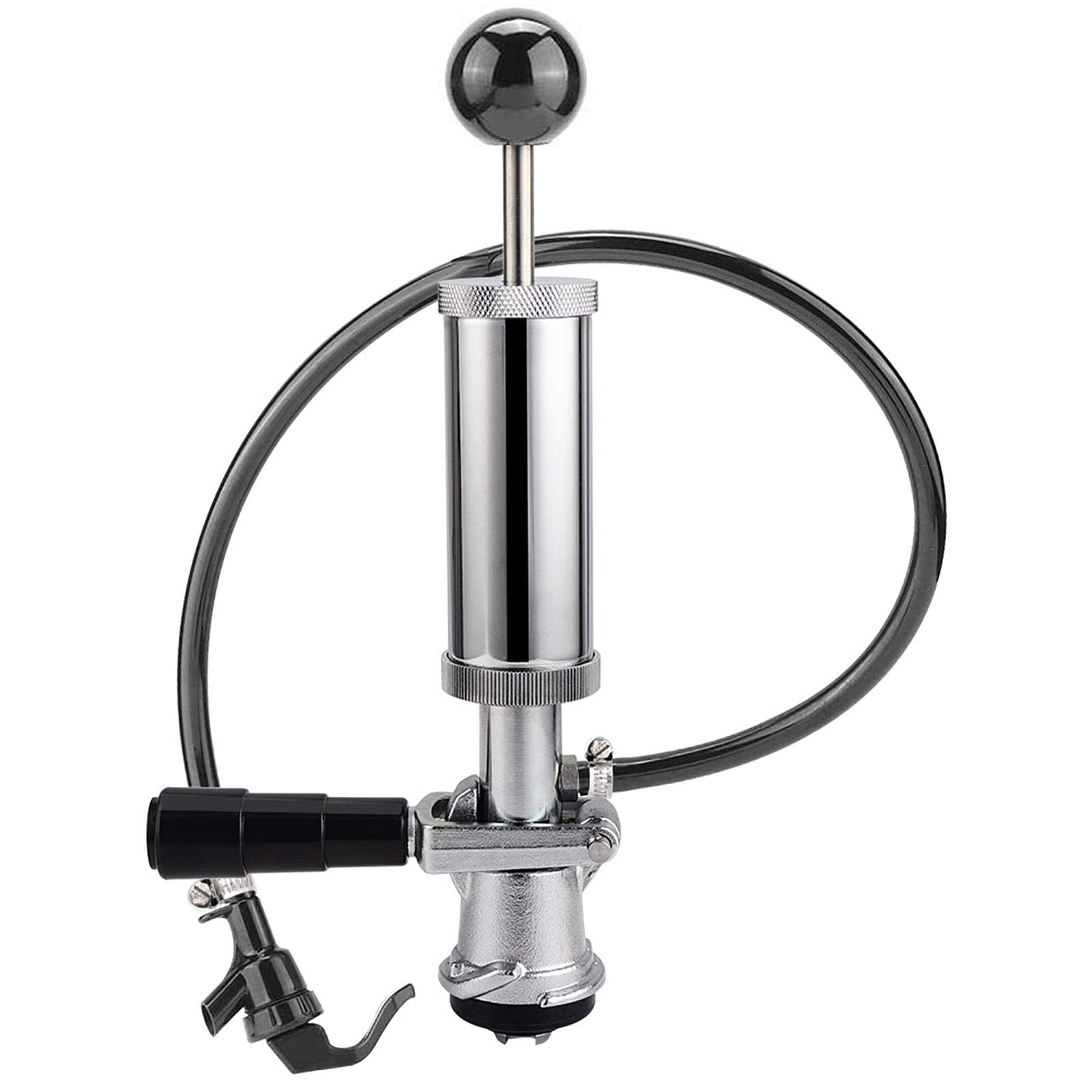 MRbrew front view of chrome keg pump showing durable construction and portability