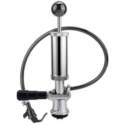 MRbrew front view of chrome keg pump showing durable construction and portability