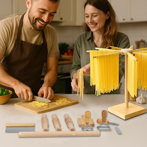 MrCarbon entire 11-piece set styled on countertop for effortless homemade pasta making