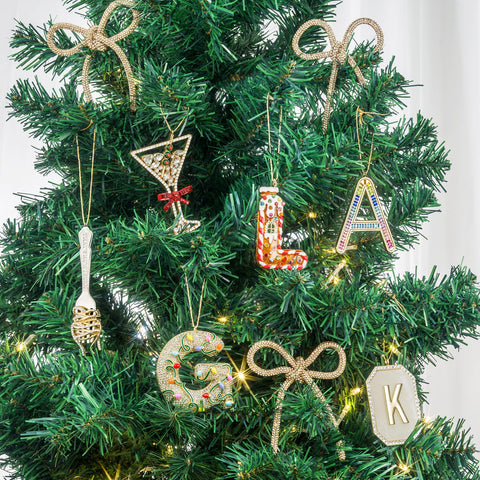 Mrchtmas ornament styled on holiday table for elegant seasonal decor
