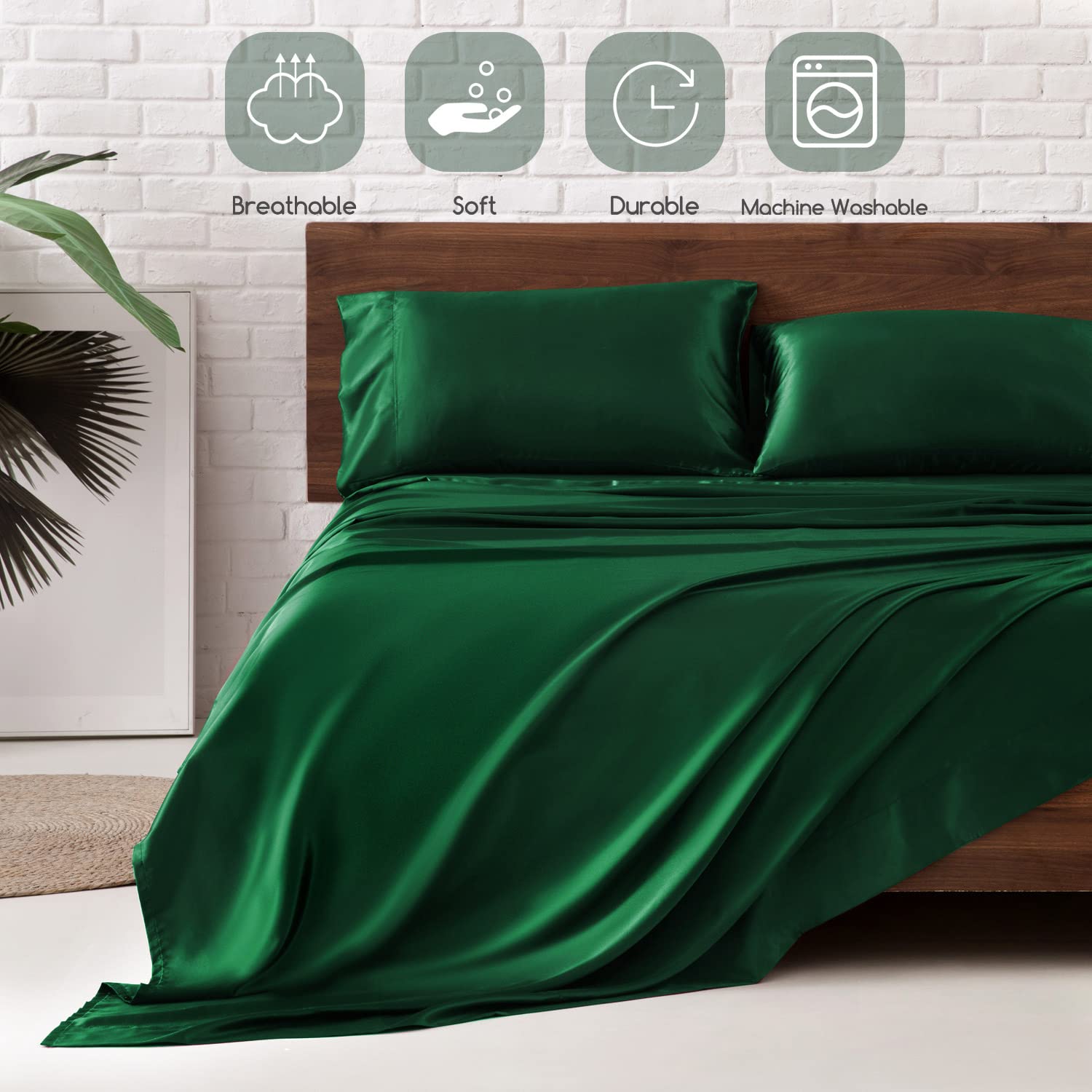 MR&HM pillowcases on pillow, displays silky surface that reduces hair friction