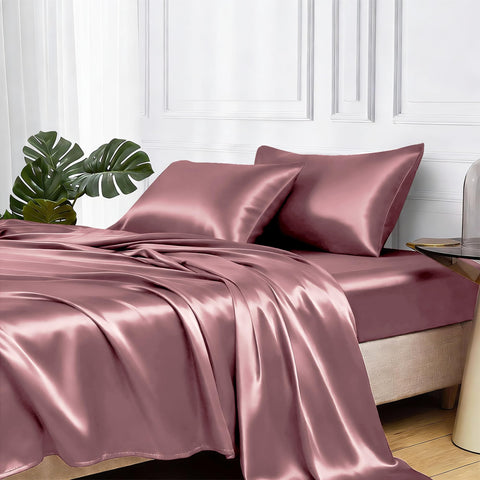MR&HM front packaging showing queen satin set, highlights included pieces