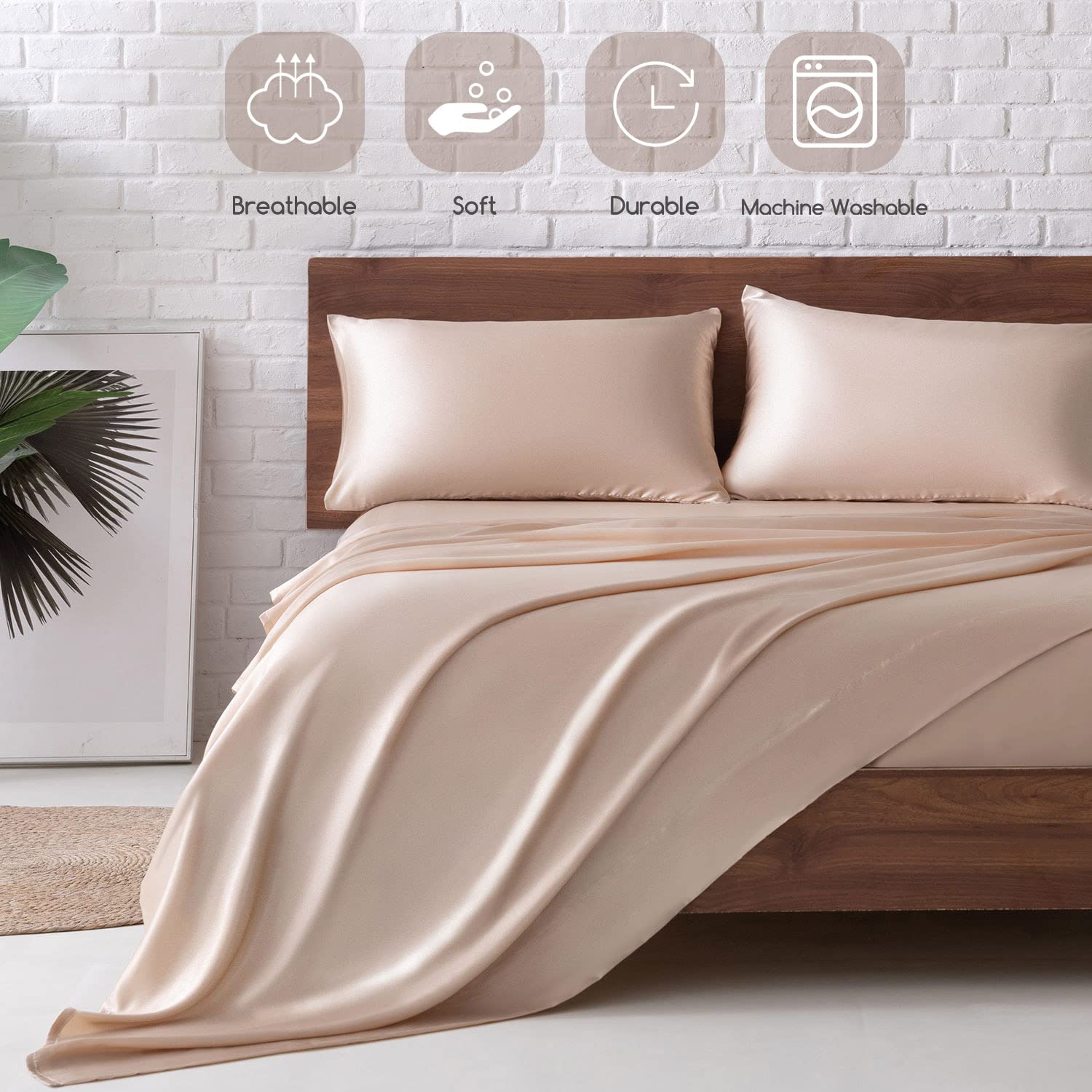 MR&HM sheet draped on queen bed illustrating luxurious look and room styling