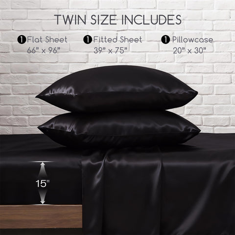 MR&HM twin set on mattress beside ruler illustrating accurate size and proper fit