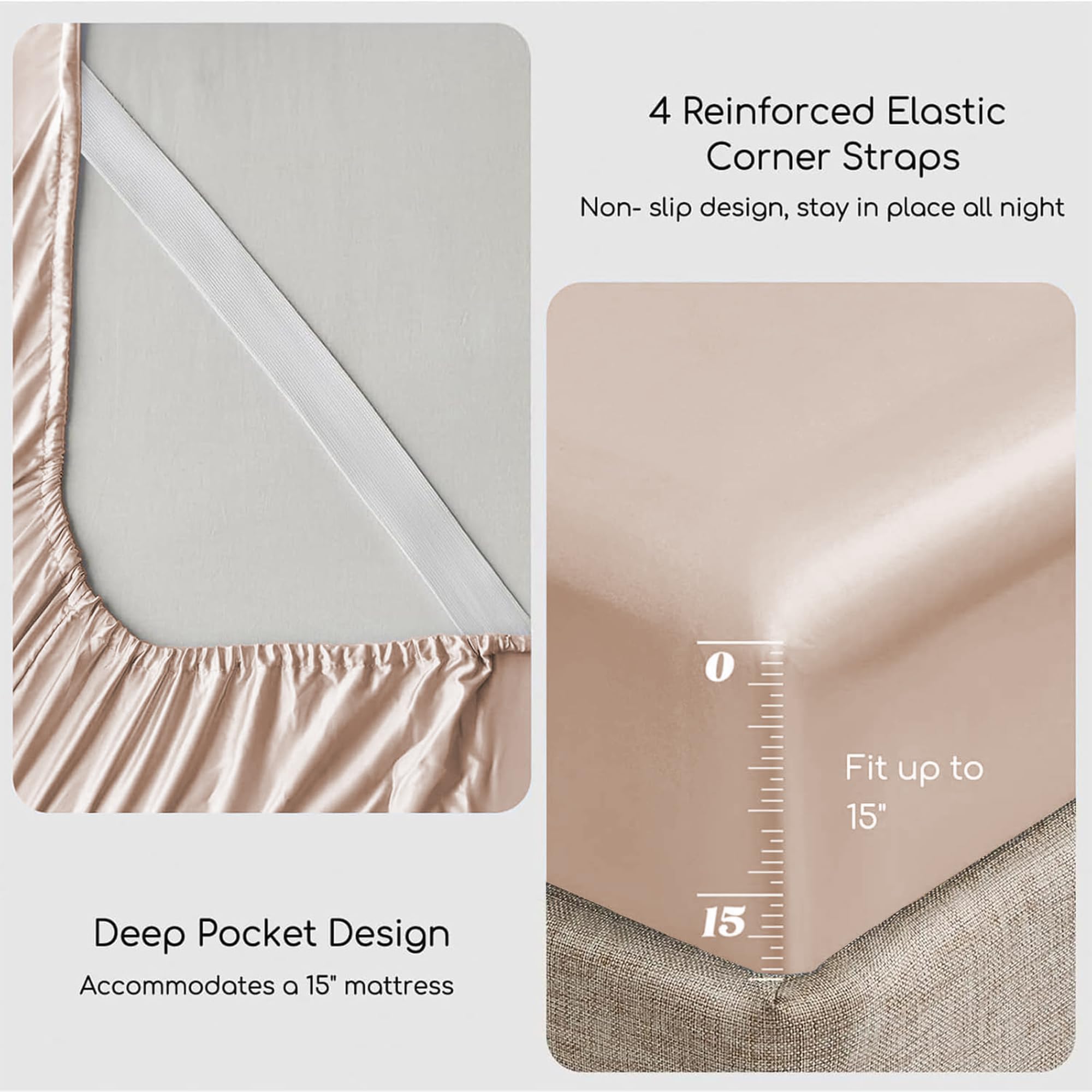 MR&HM flat sheet draped over a bed demonstrating glossy finish and smooth feel