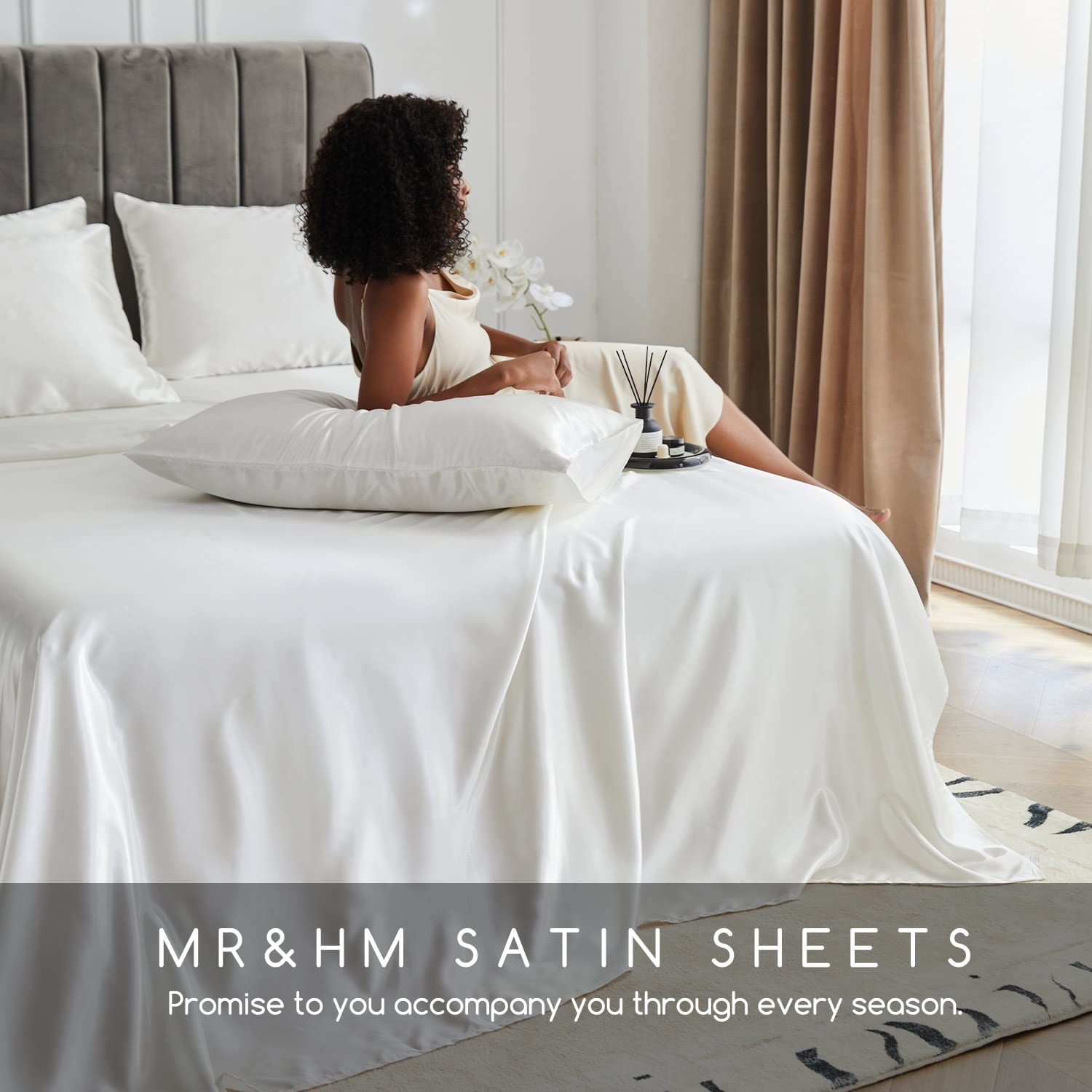 MR&HM queen sheets on mattress for size comparison showing proper fit and easy installation