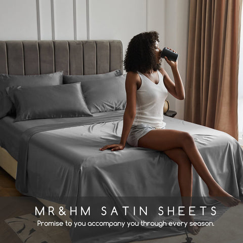 MR&HM fitted sheet on mattress showing deep 15-inch pocket fit