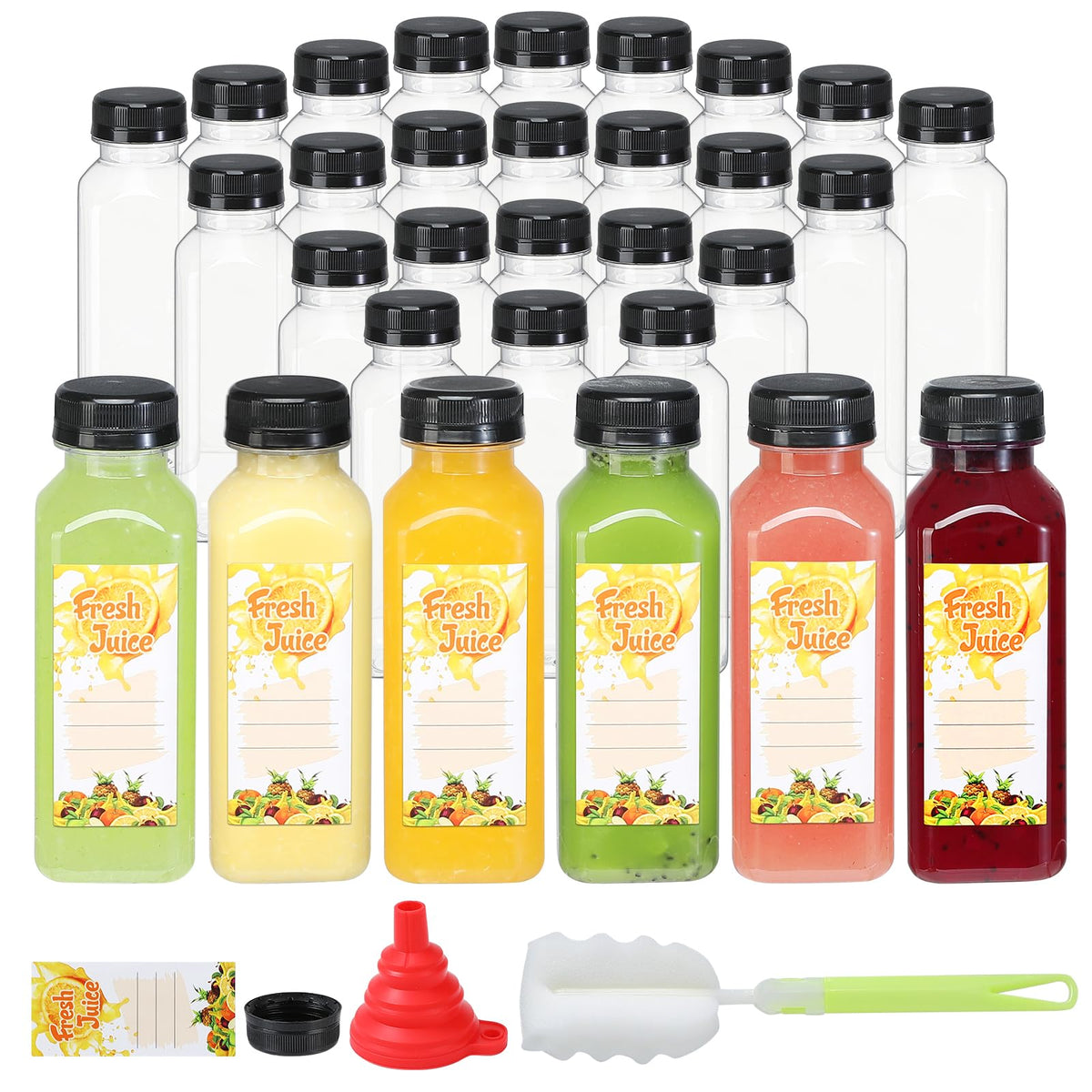 Mrhuazhai front view of 30 clear 10oz bottles showing organized set and capacity benefit