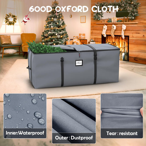 Mrrihand open bag with a packed artificial tree ready to protect decorations
