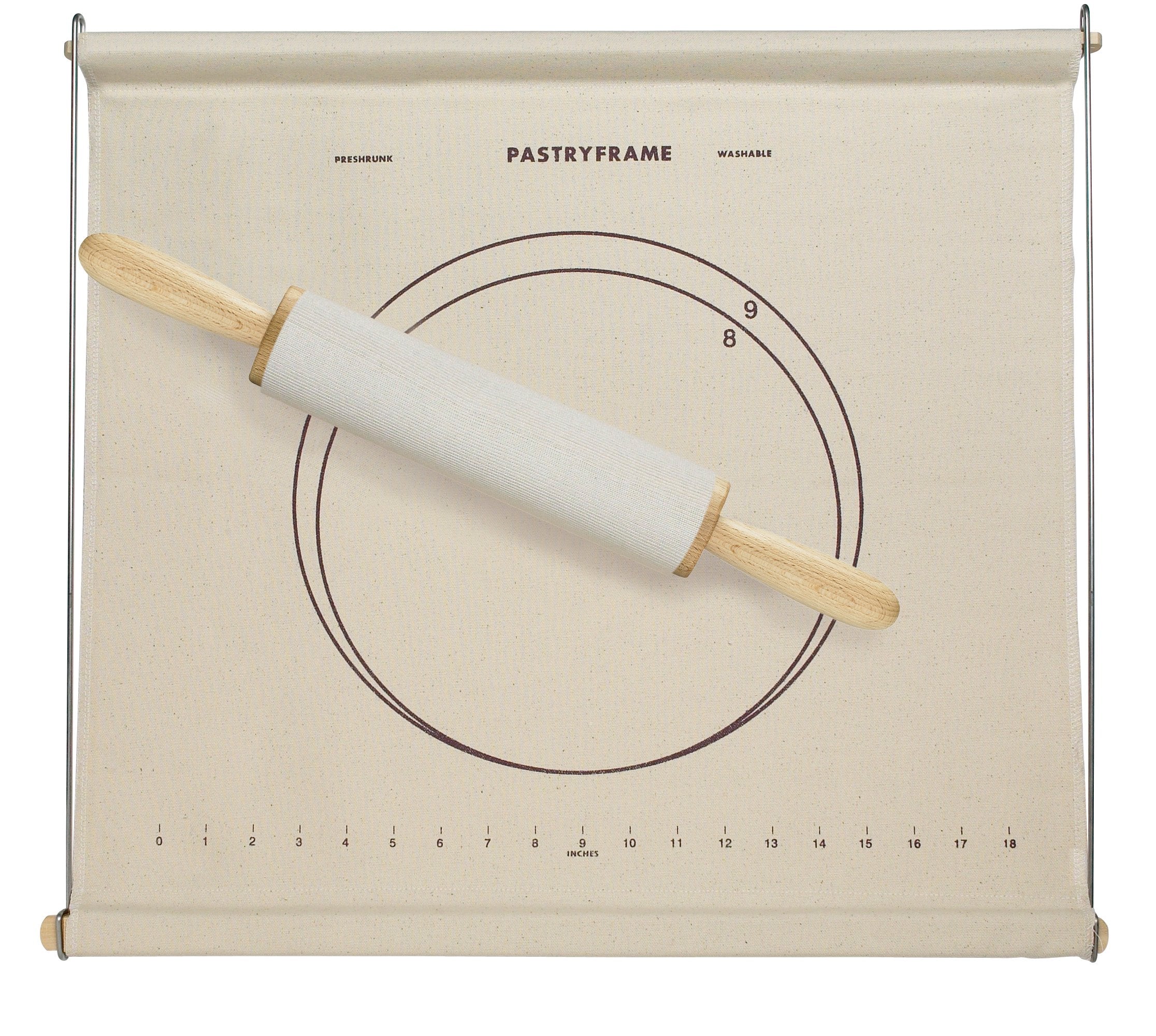Mrs. Anderson's close-up of printed measurement guides for precise pie sizing