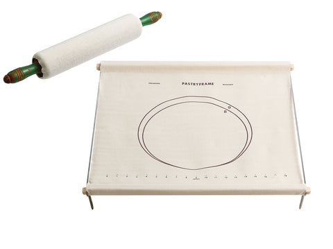 Mrs. Anderson's rolling pin cover in use demonstrating non-stick rolling benefit