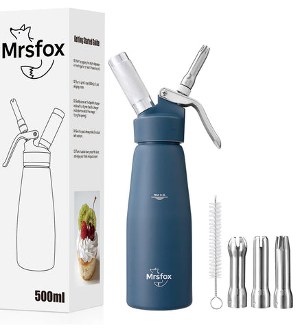 Mrsfox blue dispenser front view showing compact professional design and reliable performance