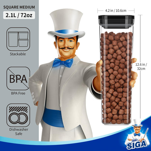 MR.SIGA container filled with spaghetti illustrating visible contents and freshness