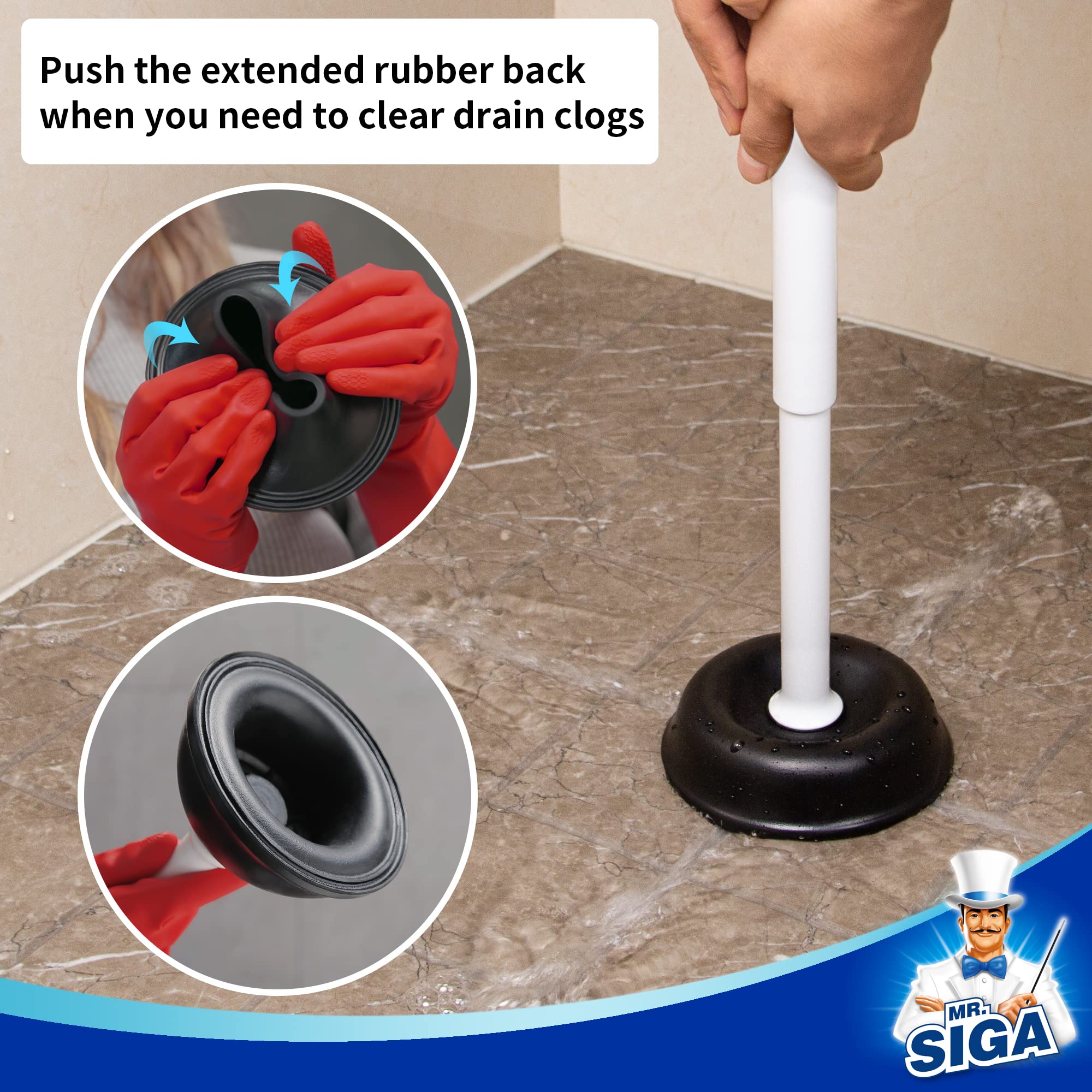 MR.SIGA plunger in bathroom lifestyle, discreet storage and modern look