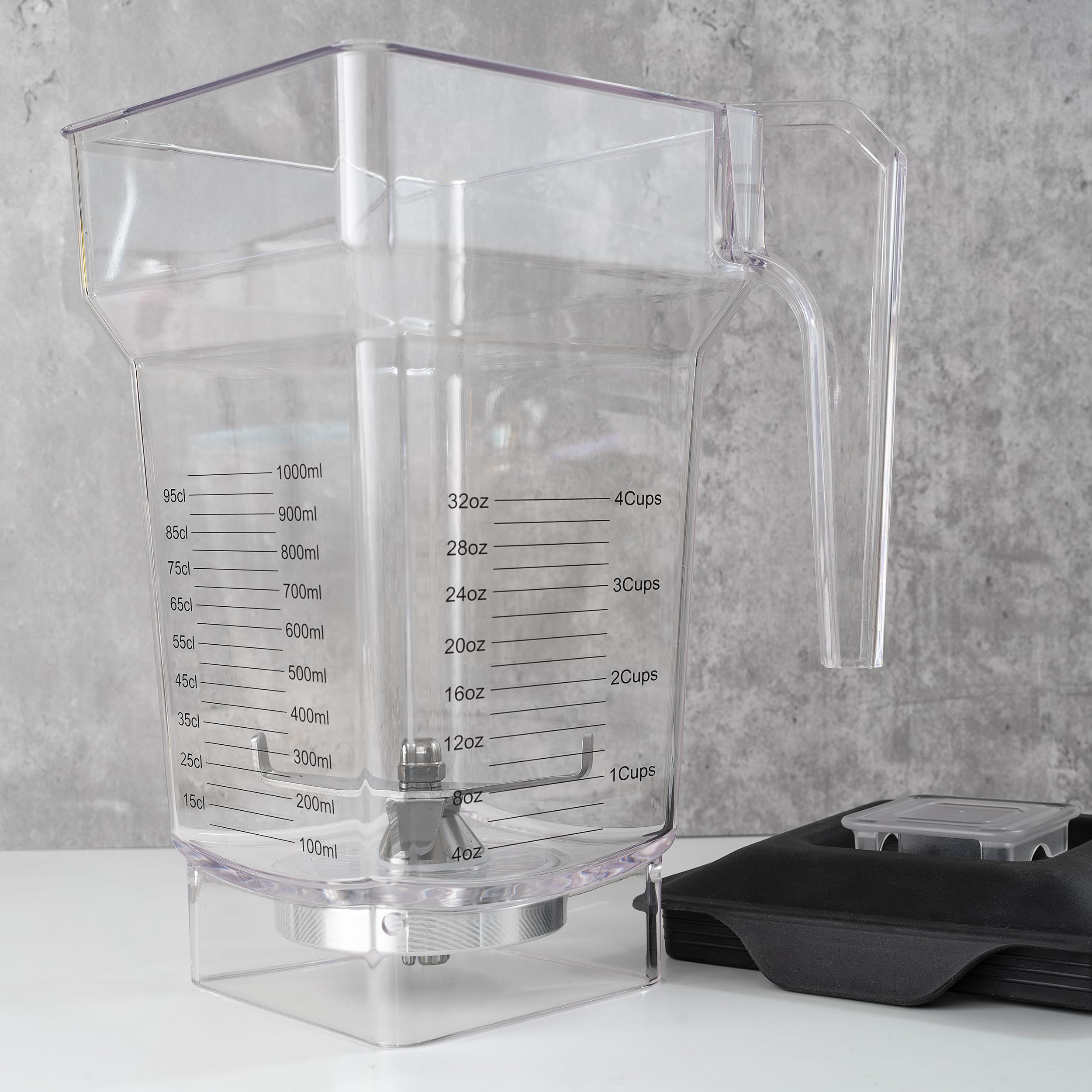 MRX Solutions pitcher next to fruits showing 75 oz scale for large-batch blending