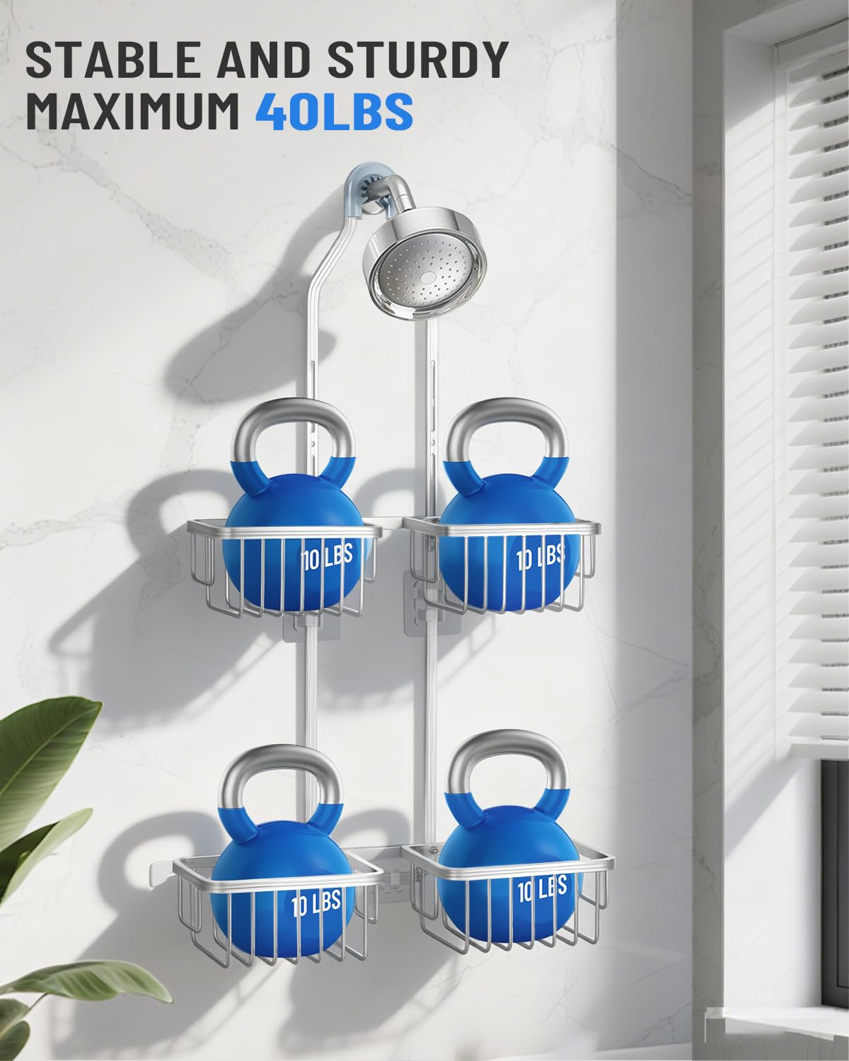 MSAICOE installed in shower showing tidy, space-saving storage