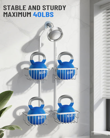 MSAICOE installed in shower showing tidy, space-saving storage