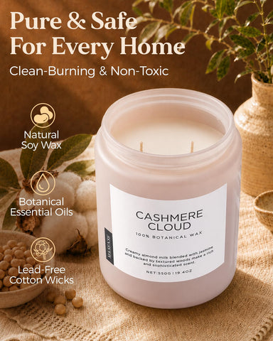 M&SENSE close-up of smooth soy wax showing clean burn benefit
