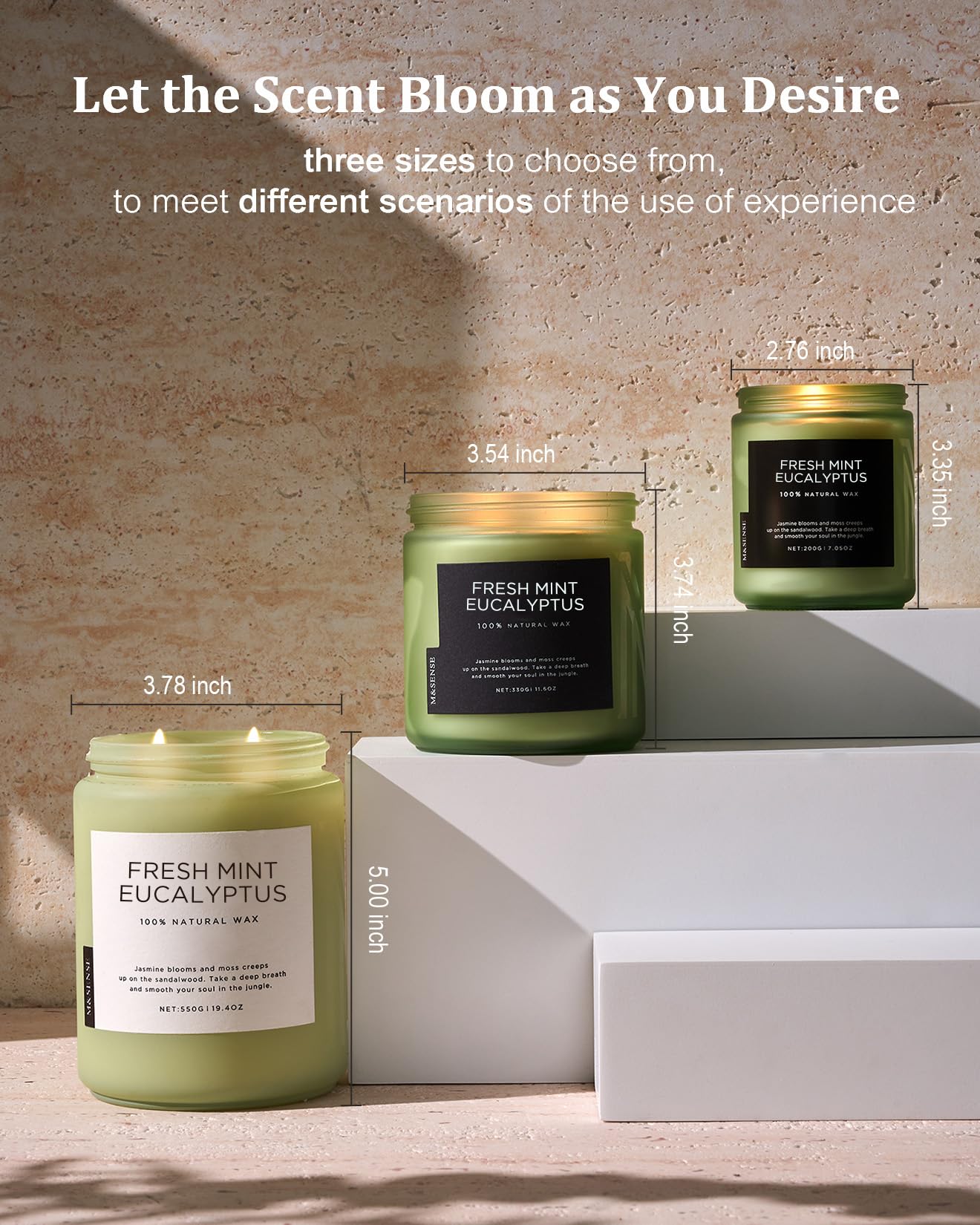 M&SENSE label detail image displaying scent name and ingredient transparency benefit
