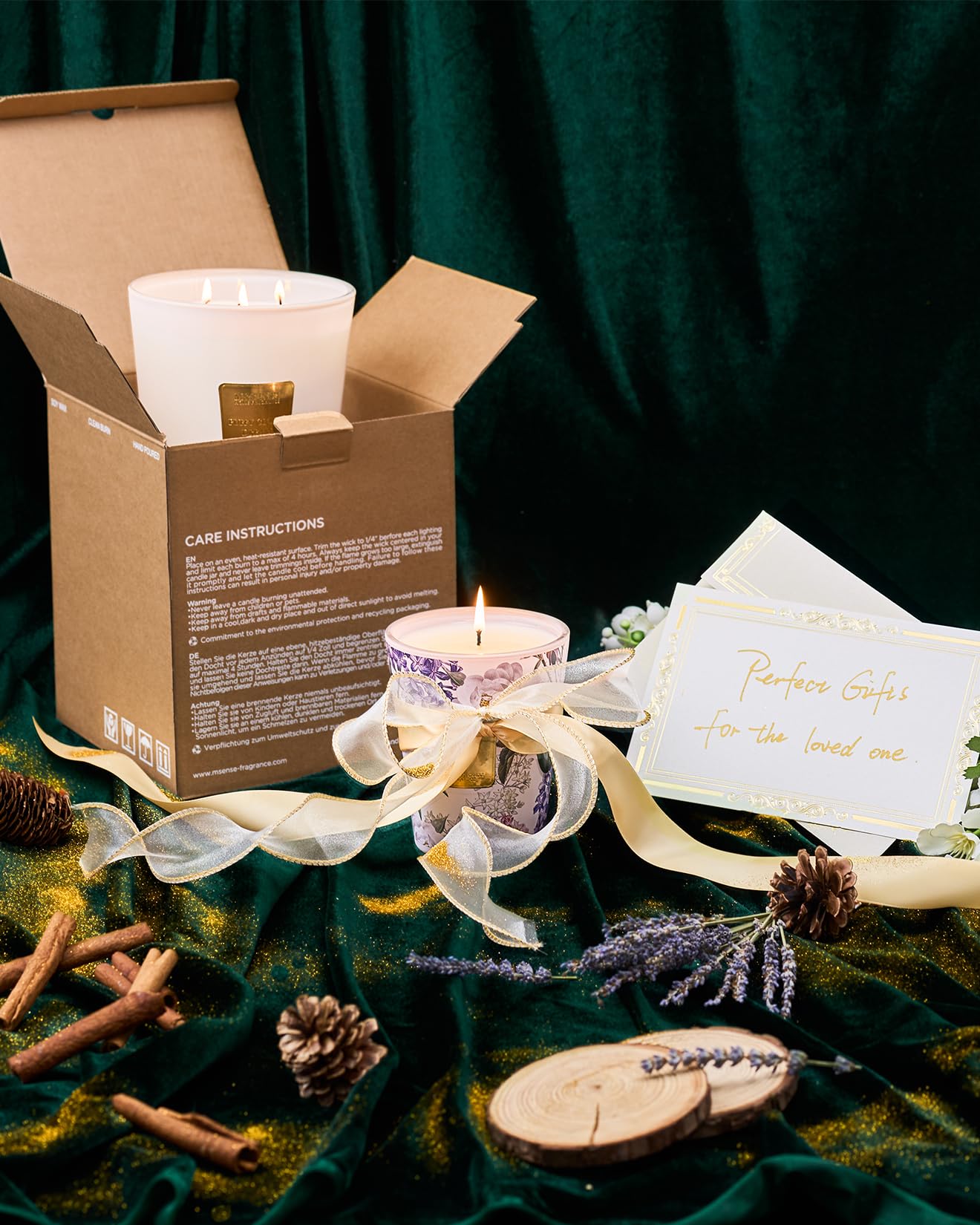 M&SENSE candle lit at night offering cozy ambient lighting