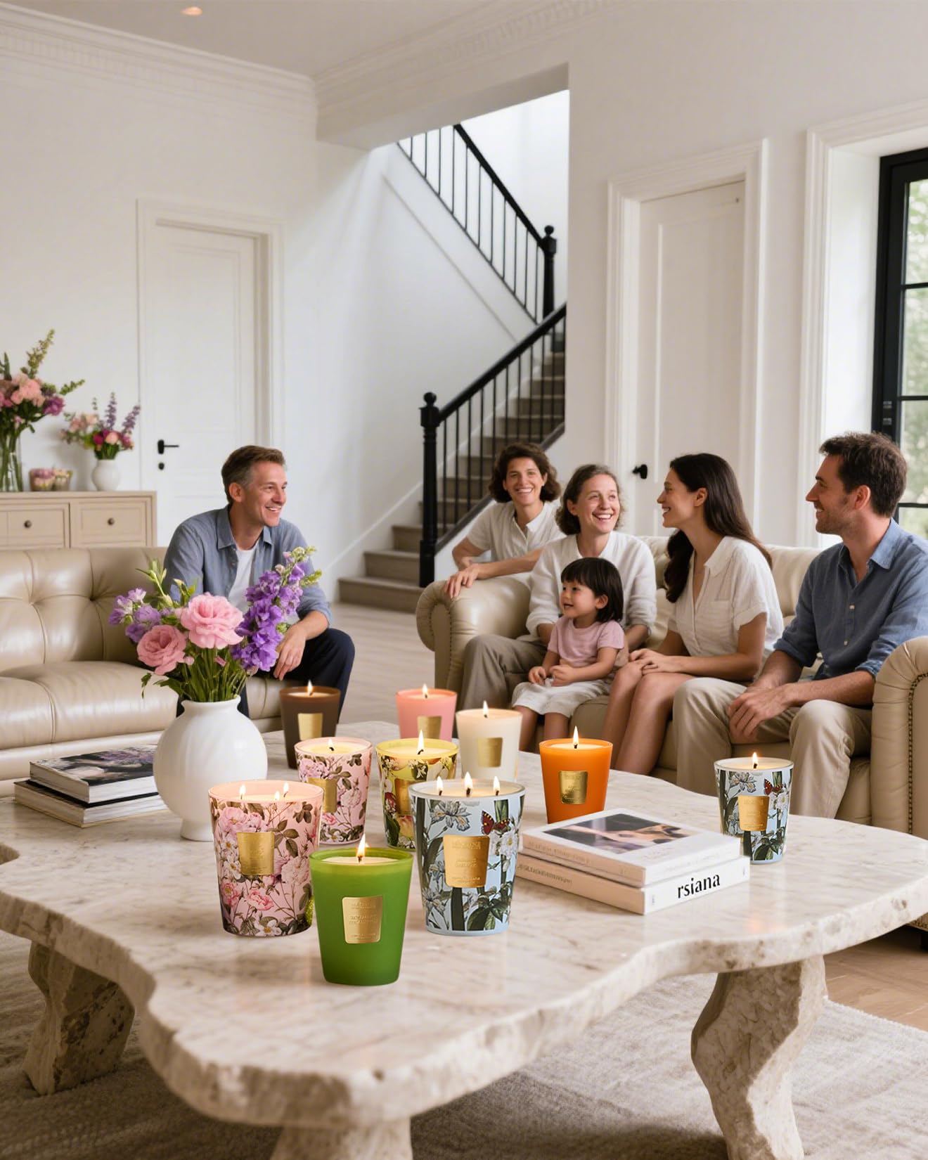M&SENSE candle on coffee table creating inviting room fragrance